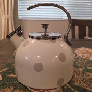 Polka Dot White and Gray Teapot